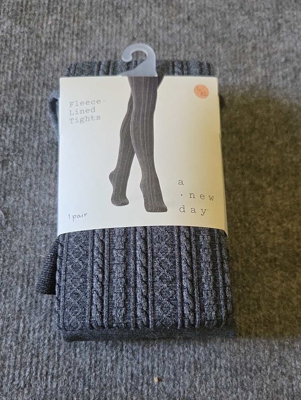 a new day Ribbed Fleece-Lined Tights - Dark Gray. L/XL